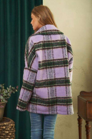 Lavender Plaid Oversized Coat