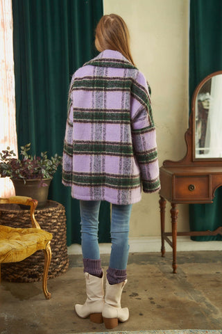 Lavender Plaid Oversized Coat