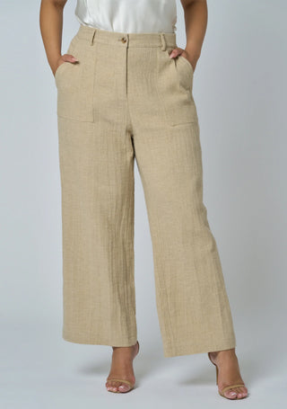Lila Linen Wide Leg Pant - Natural