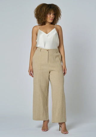 Lila Linen Wide Leg Pant - Natural