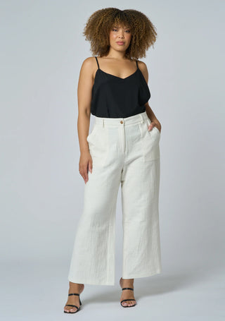 Lila Linen Wide Leg Pant - White