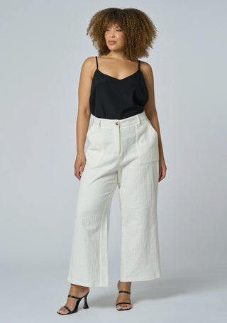 Lila Linen Wide Leg Pant - White