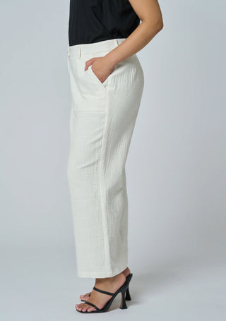 Lila Linen Wide Leg Pant - White