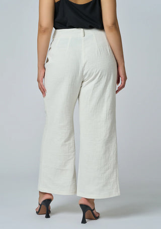 Lila Linen Wide Leg Pant - White