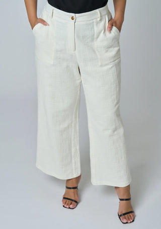Lila Linen Wide Leg Pant - White