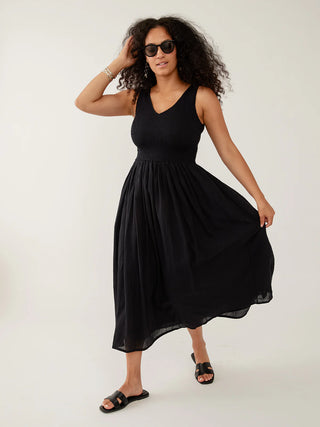 Lily V-Neck Sleeveless Dress - Black