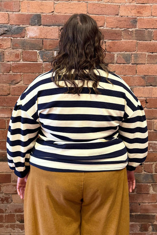 Lucy Striped Ottoman Pullover - Navy