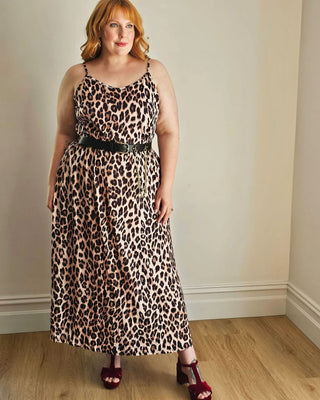 Maxi Slip Dress in Leopard Print