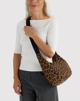 Medium Nylon Crescent Bag - Leopard