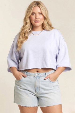 Mineral Washed Crop Top - Pastel Lilac