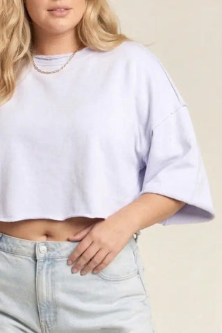 Mineral Washed Crop Top - Pastel Lilac