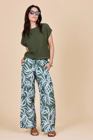 Olive Capped Sleeve Zig Zag Knit