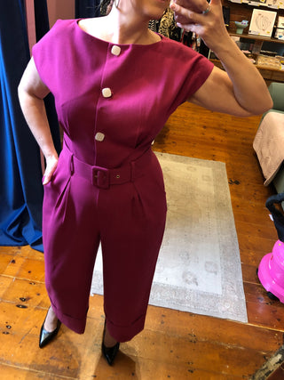 On A High Note Jumpsuit - Magenta