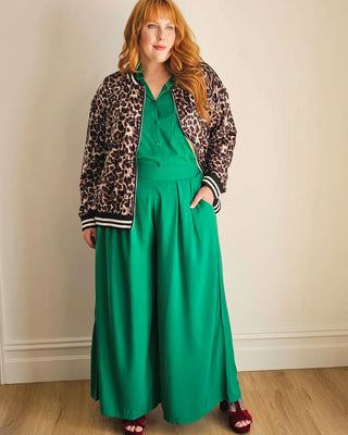 Palazzo Wide Leg Pants in Kelly Green