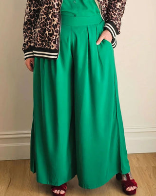Palazzo Wide Leg Pants in Kelly Green