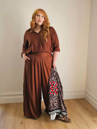 Palazzo Wide Leg Pants in Cocoa