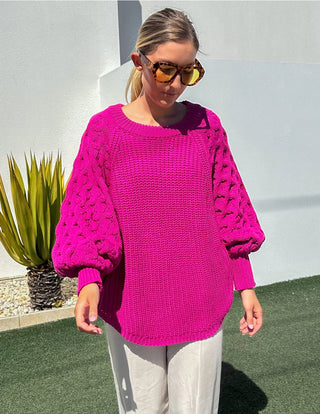 Pink Batwing Knit Sweater