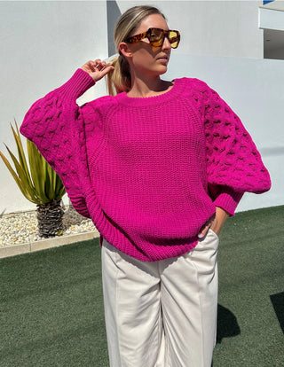 Pink Batwing Knit Sweater