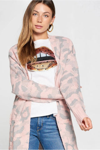 Pink Camo Textured Cardi