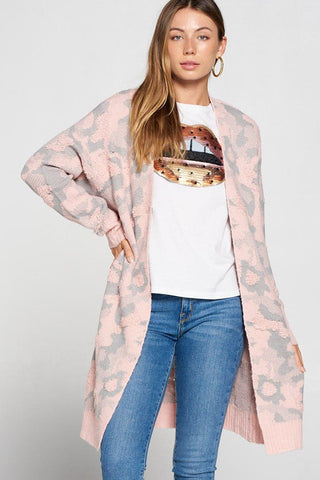 Pink Camo Textured Cardi