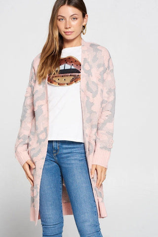 Pink Camo Textured Cardi