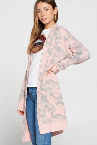 Pink Camo Textured Cardi