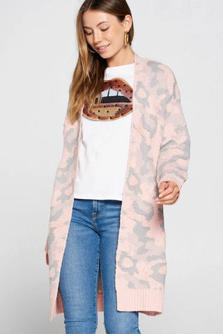 Pink Camo Textured Cardi