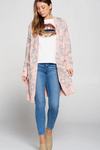 Pink Camo Textured Cardi