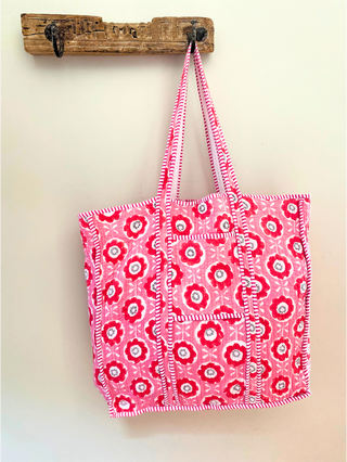 Kantha Bag XL - Pink Daisy