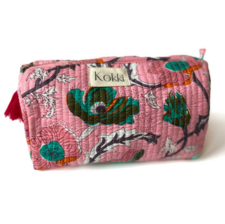 Pink Floral Cosmetic Bag