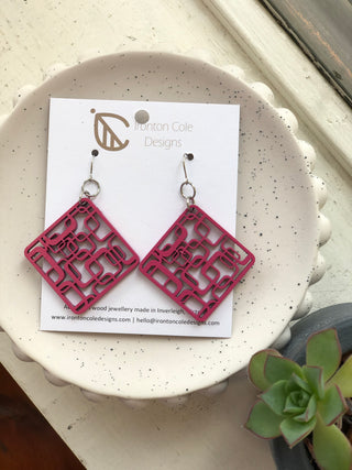 Pink Retro Puzzle Earrings