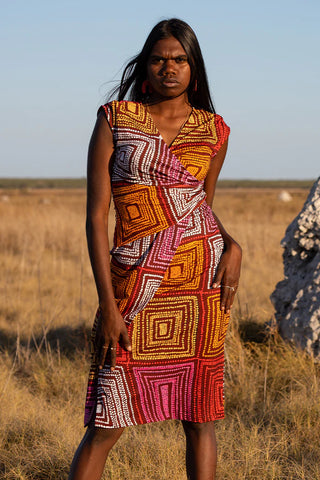 Karnta Jukurrpa V-Neck Midi Dress