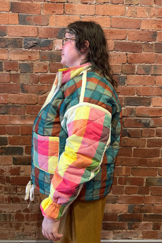 Rainbow Plaid Puffer Jacket