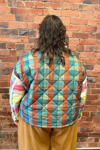 Rainbow Plaid Puffer Jacket