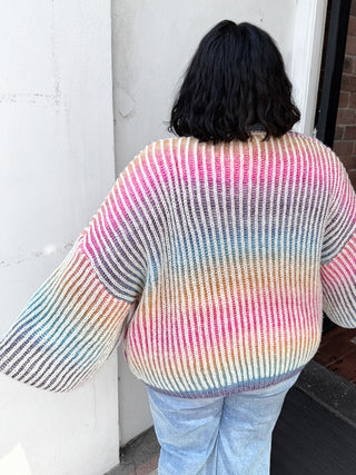 Rainbow Stripe Open Cardigan