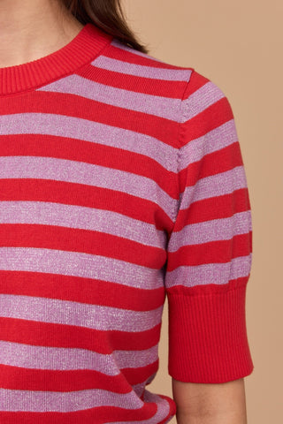 Red and Disco Lilac Stripe Knit