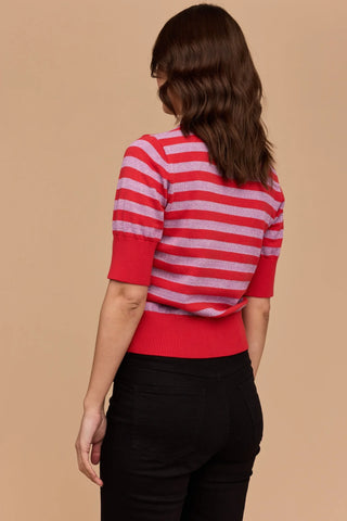 Red and Disco Lilac Stripe Knit