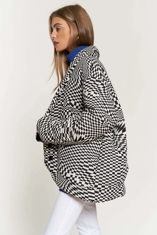 Retro Geo Padded Jacket - Black White