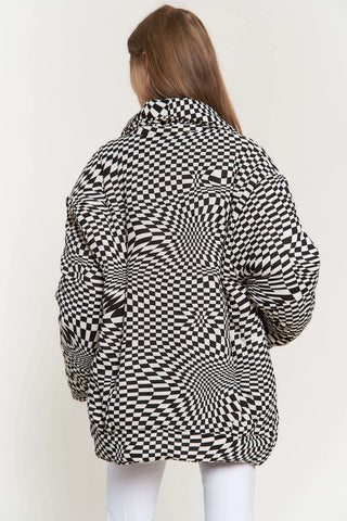 Retro Geo Padded Jacket - Black White