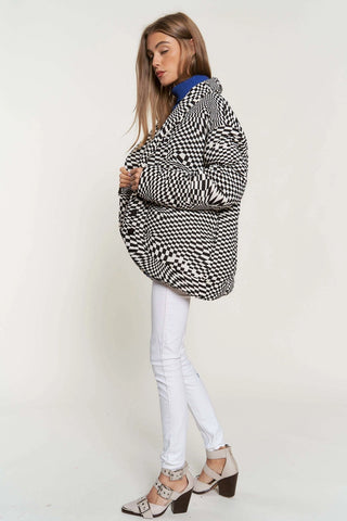 Retro Geo Padded Jacket - Black White