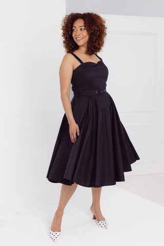 Rita Sweetheart Plain Black Midi Dress
