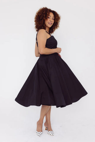 Rita Sweetheart Plain Black Midi Dress