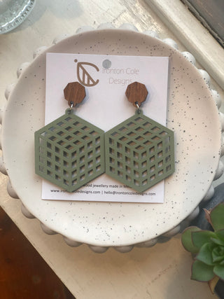 Sage Box Wooden Earrings