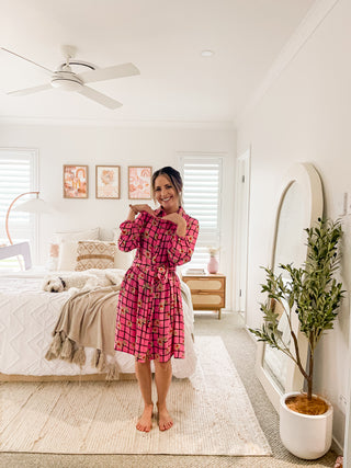 Shawty Button Down Dress in Hella Pink