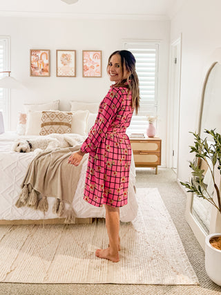 Shawty Button Down Dress in Hella Pink