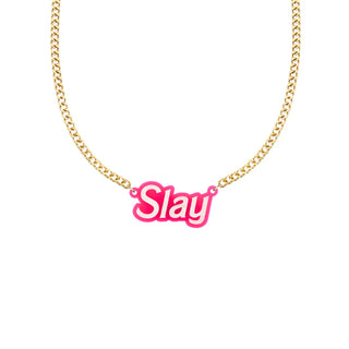 'Slay' Dizzy Doll Plate Necklace