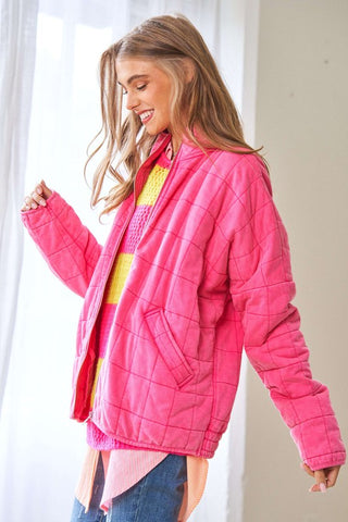 Soft Comfy Quilted Jacket - Bubble Pink