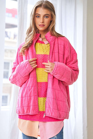 Soft Comfy Quilted Jacket - Bubble Pink