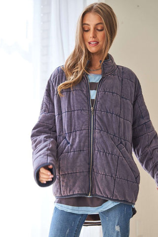 Soft Comfy Quilted Jacket - Charcoal