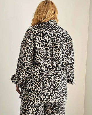 Suki Shirt in Leopard Print with Stripe